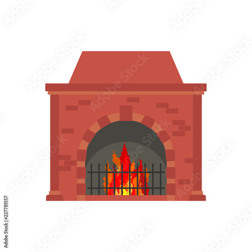 Fireplace isolated. Heated at home. The fire. Vector illustration