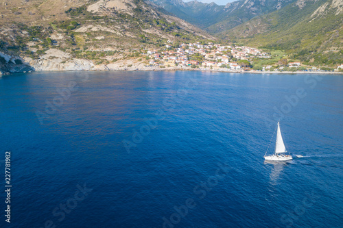 Sailboat sailing in the mediterranean