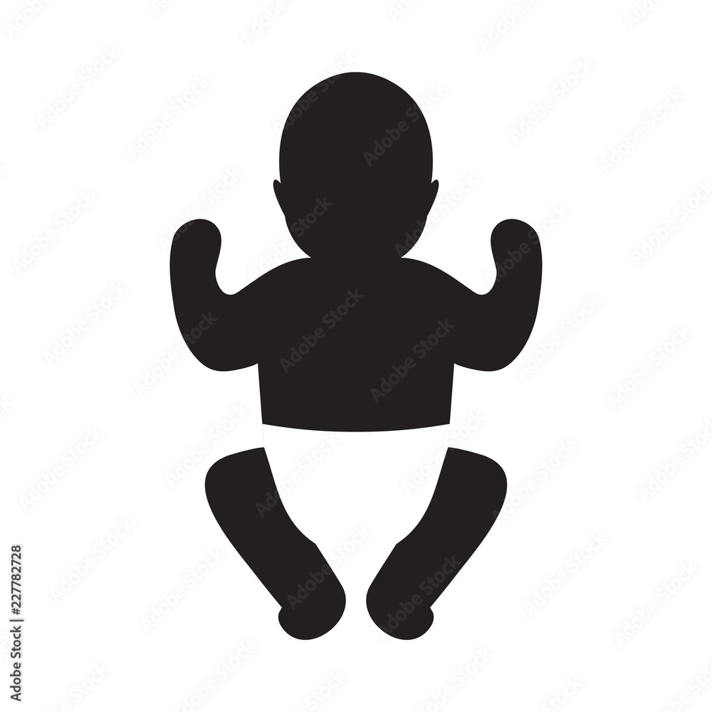 Vector silhouette of baby in a diaper. Vector silhouette of baby in a diaper.