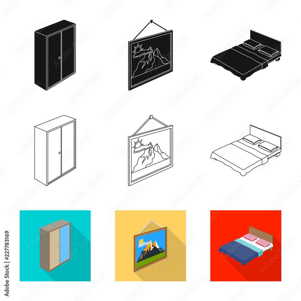 Vector design of bedroom and room icon. Collection of bedroom and furniture vector icon for stock. Vector design of bedroom and room icon. Collection of bedroom and furniture vector icon for stock.