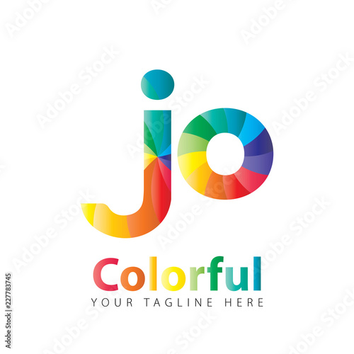 Initial Letter JO Rounded Colorful Design Logo