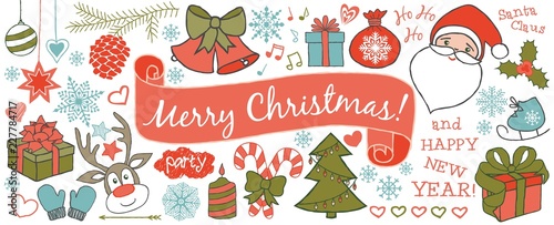 Christmas doodles banner