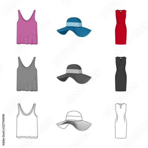 Isolated object of woman and clothing sign. Collection of woman and wear vector icon for stock.