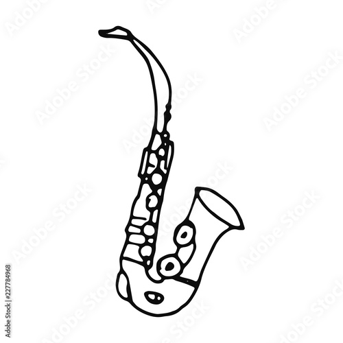 saxophone musical instrument sketch icon. isolated object on white background