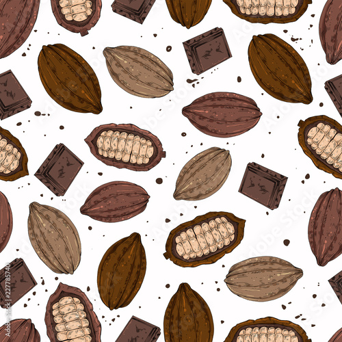 Hand drawn cocoa seamless pattern, vector