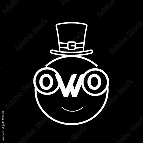 owo initials ice man shape icon and vector logo