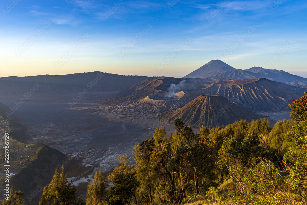 Majestic view of mountains at Bromo Tengger Semeru National Park in the morning.It is located in East Java, Indonesia,to the east of Malang and to the southeast of Surabaya,the capital of East Java. Majestic view of mountains at Bromo Tengger Semeru National Park in the morning.It is located in East Java, Indonesia,to the east of Malang and to the southeast of Surabaya,the capital of East Java.