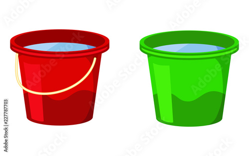 Bucket of water. Vector illustration on white background.