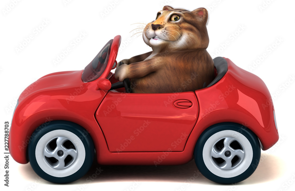 Fototapeta Fun cat - 3D Illustration