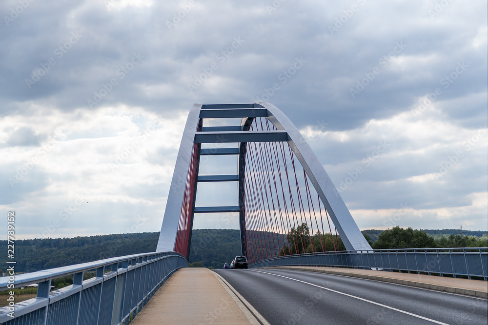 Blue Bridge over Main located Niedernberg-Sulzbach