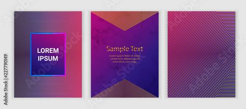Modern geometric covers with  on the marble texture, fluid elements. Trendy colorful design with lines. Background for banner, poster, flyer, card, placard, party, invite.
