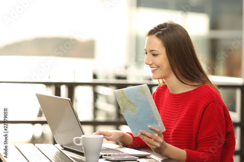 Hotel guest searching online information on vacation