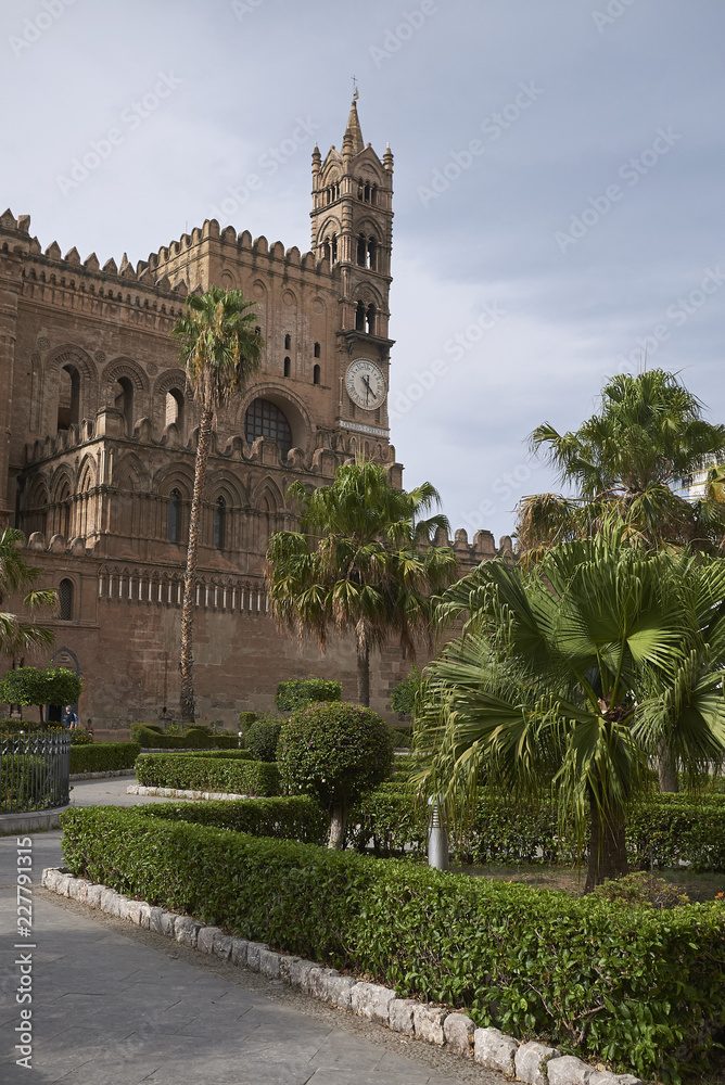 Palermo, Italy - September 07, 2018 : View of Palermo cathedral