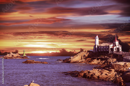 Jukseong Church With a lighthouse nearby in Busan,South Korea photo