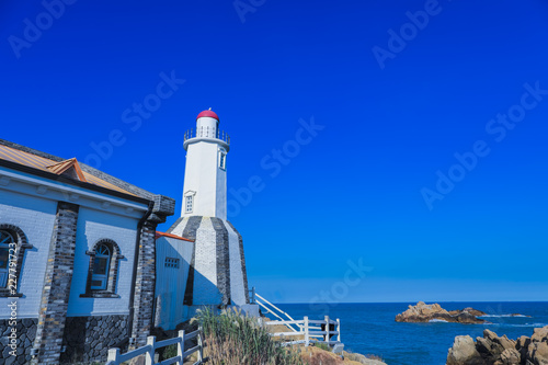 lighthouse nearby Jukseong Church in Busan,South Korea. photo