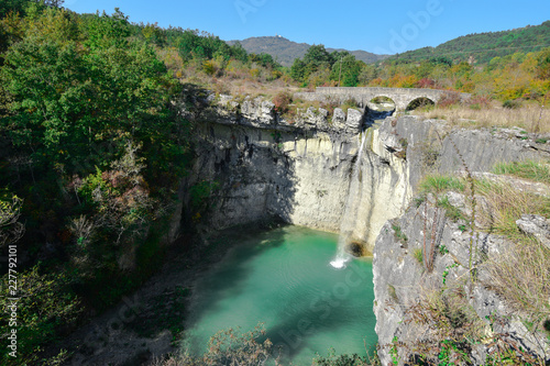 Sopot Waterfall (Slap Sopot, Istra) is a favourite tourist destination in Istria. The waterfall is around 30-meters high with a centuries-old bridge just above it.