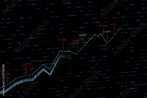 3d rendering, Stock chart with black background