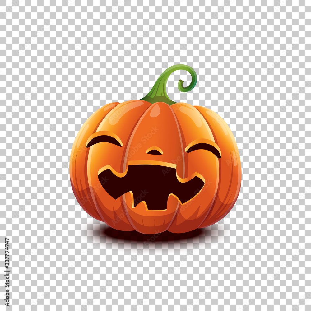 Happy Halloween. Vector Halloween pumpkin in cartoon style. Smiling happy face Halloween pumpkin isolated on transparent background. Jack head. Happy Halloween. Vector Halloween pumpkin in cartoon style. Smiling happy face Halloween pumpkin isolated on transparent background. Jack head.