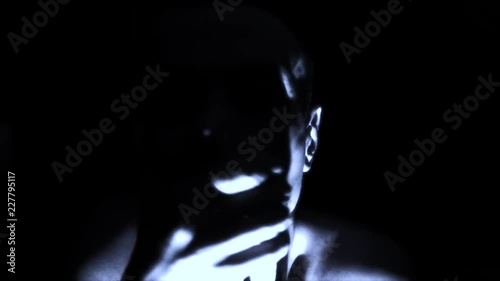 Horror scene screaming man face. Scary evil many faces. Devil spiritual exorcism.