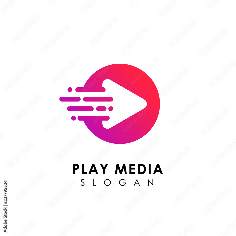 fast play media logo design template. play icon symbol design