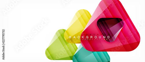 Glass triangles modern geometric composition, abstract background