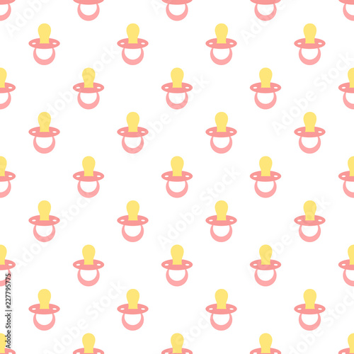 Vector semaless pattern of baby pacifier. Pink baby pacifier.