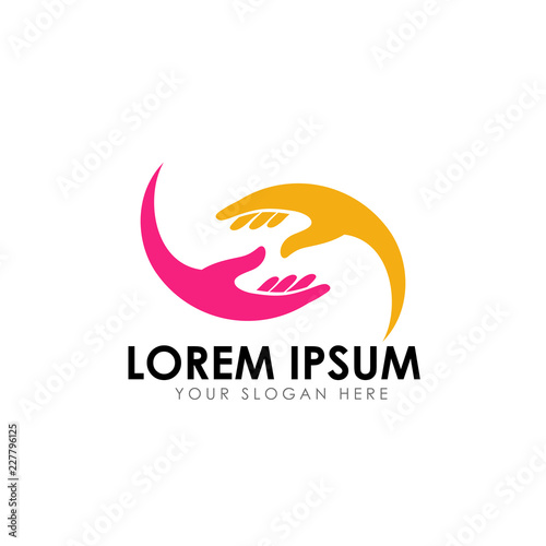 hand care logo design template. hand care vector icon illustration