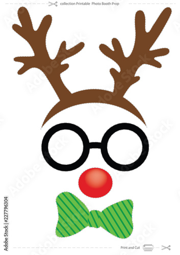 Christmas props photo booth,   deer horns, glasses, bow,