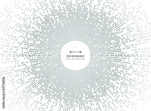 Abstract of circle square pattern technology in dark gray pixel background.