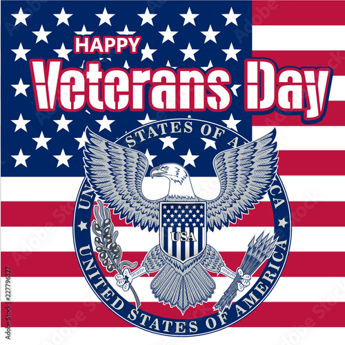 Honoring all who served. Veterans Day. The trend calligraphy. Vector illustration on white background. Heart in the form of an American flag.