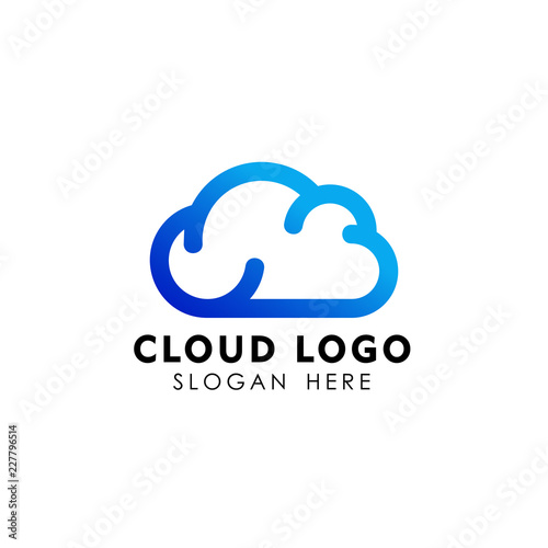 cloud tech logo design in line art style. cloud logo design vector icon