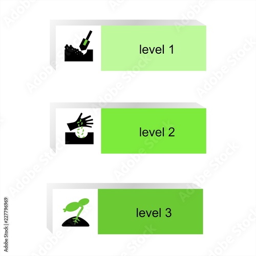 Infographic design elements for business data with three options, parts, steps, levels or processes. Vector graphic Illustration. photo