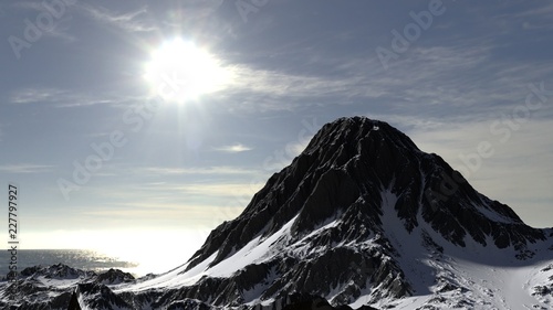 Mountain covered in snow landscape panorama