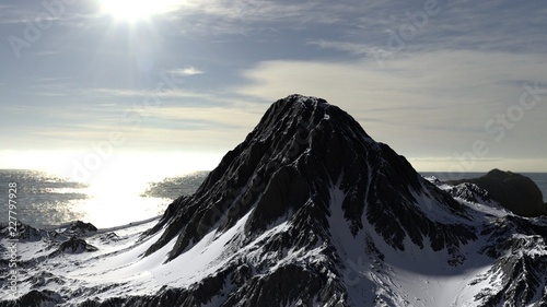 Mountain covered in snow landscape panorama