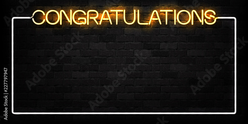 Vector realistic isolated neon sign of Congratulations frame logo for decoration and covering on the wall background. photo