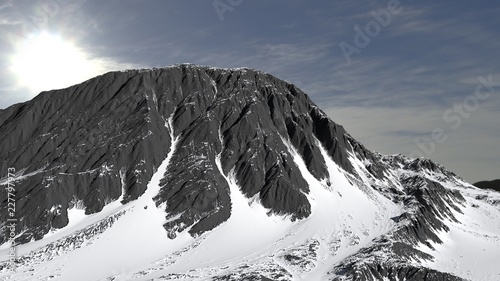 Mountain covered in snow landscape panorama