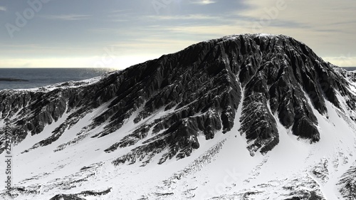 Mountain covered in snow landscape panorama