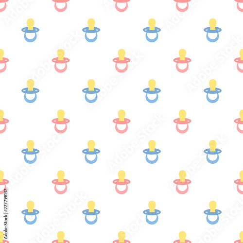 Vector semaless pattern of baby pacifier. Blue and pink baby pac
