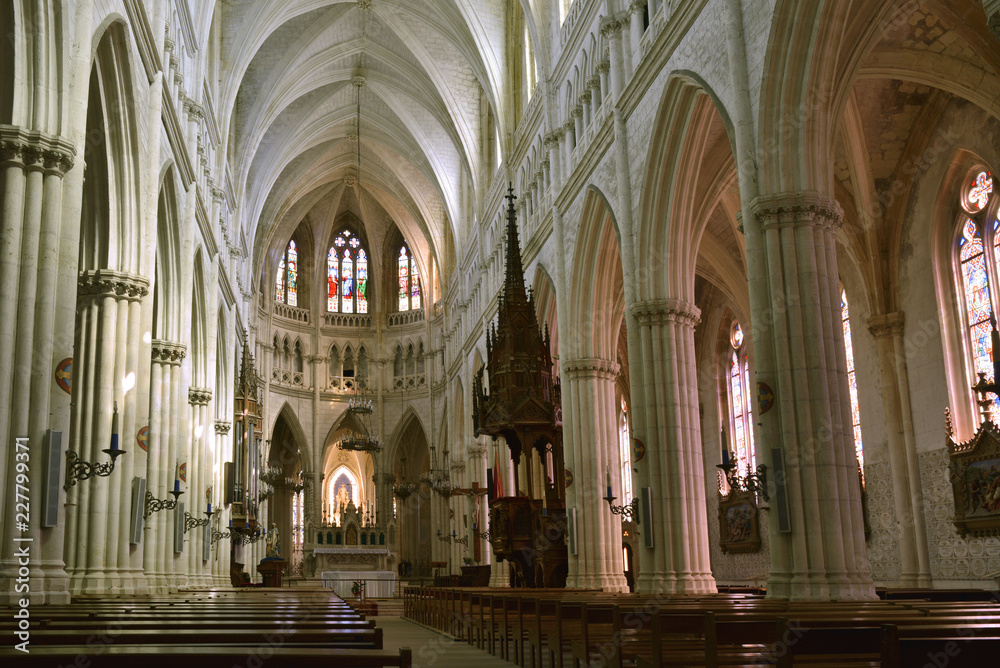Intérieur de la Basilique Notre-Dame-des-Enfants à Châteauneuf-sur-Cher (18190), département du Cher en région Centre-Val de Loire, France