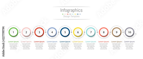 Infographic design elements for your business data with 10 options, parts, steps, timelines or processes. Vector Illustration.