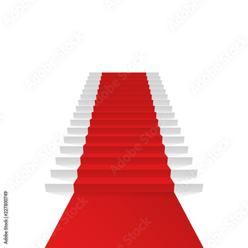 Podium with red carpet, Red stairs background, Vector illustration
