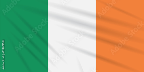 Flag Ireland swaying in the wind, realistic vector photo