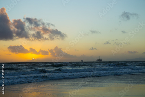 Oil Rig in Sun Set