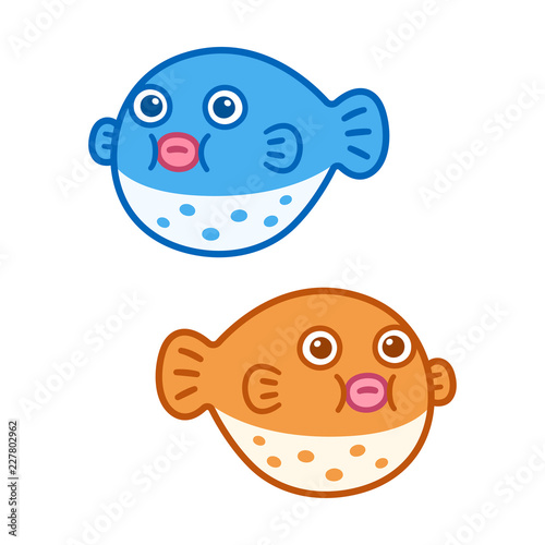 Cute cartoon puffer fish