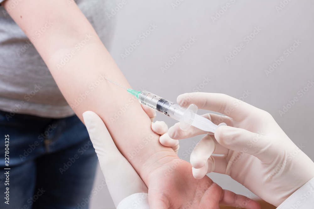 Little cute girl fearing of injection. Vaccination of children. Little cute girl fearing of injection. Vaccination of children.