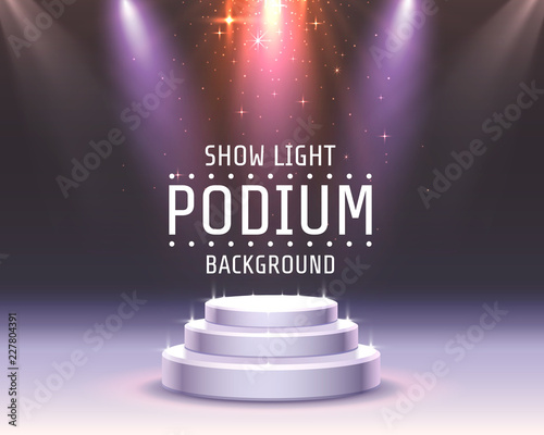Show light podium stars background. Vector illustration
