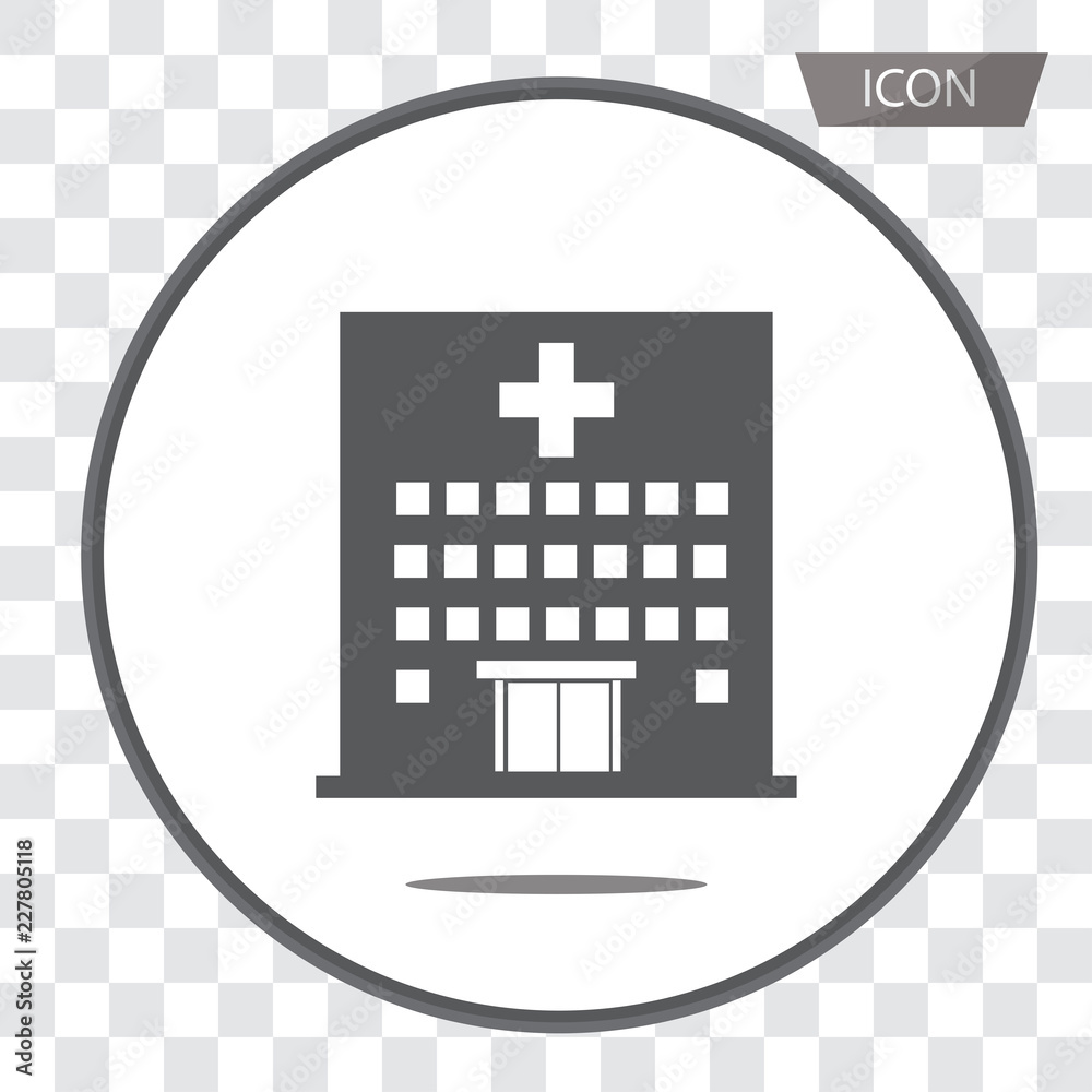 Obraz premium Hospital icon cross building isolated on transparent background.