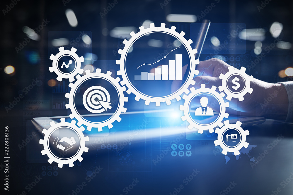 Business process concept on the virtual screen. Business process concept on the virtual screen.