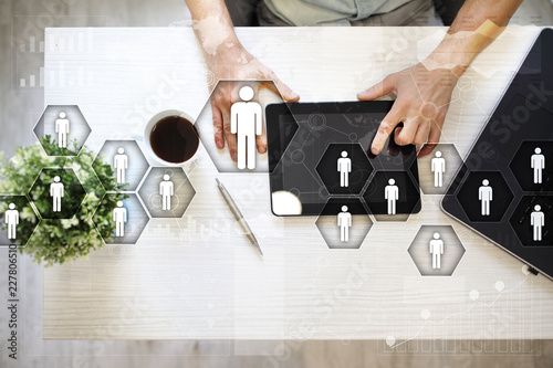 HR Human resources management. Recruitment, Hiring, Team Building. Organisation structure. photo