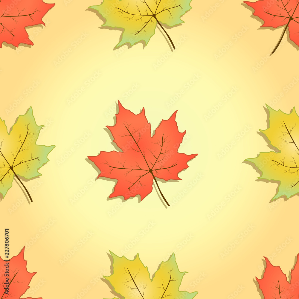 Obraz premium Autumn seamless pattern. Maple leaves. Vector illustration